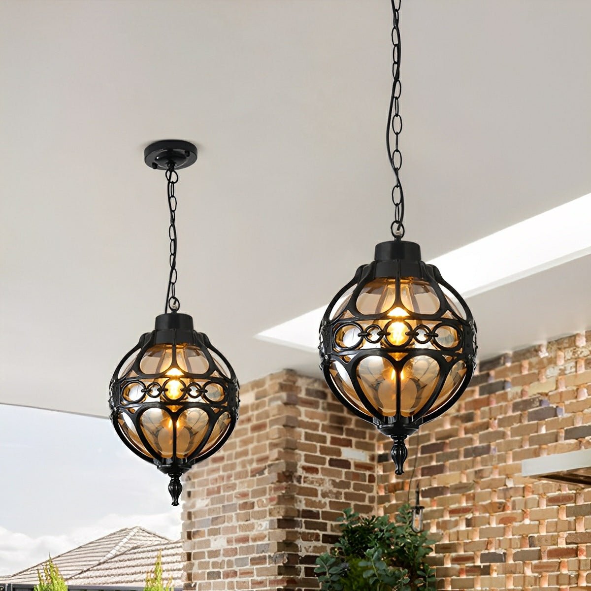 Hanglamp bol glas aluminium waterbestendig buiten tuinverlichting balkon terras moderne buitenverlichting | Sulvida