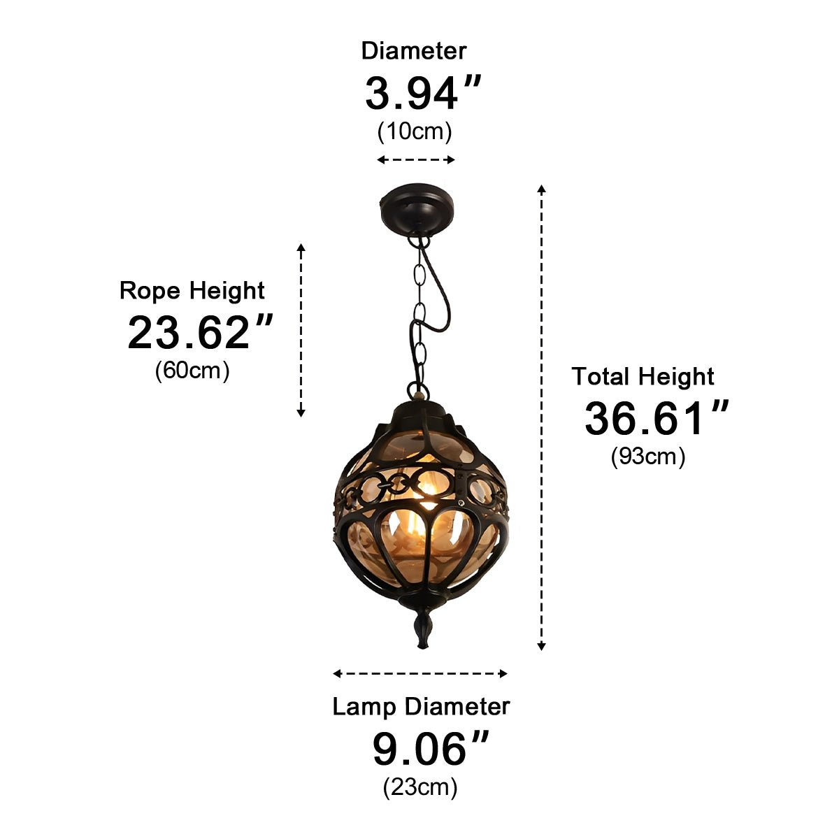 Hanglamp bol glas aluminium waterbestendig buiten tuinverlichting balkon terras moderne buitenverlichting | Sulvida