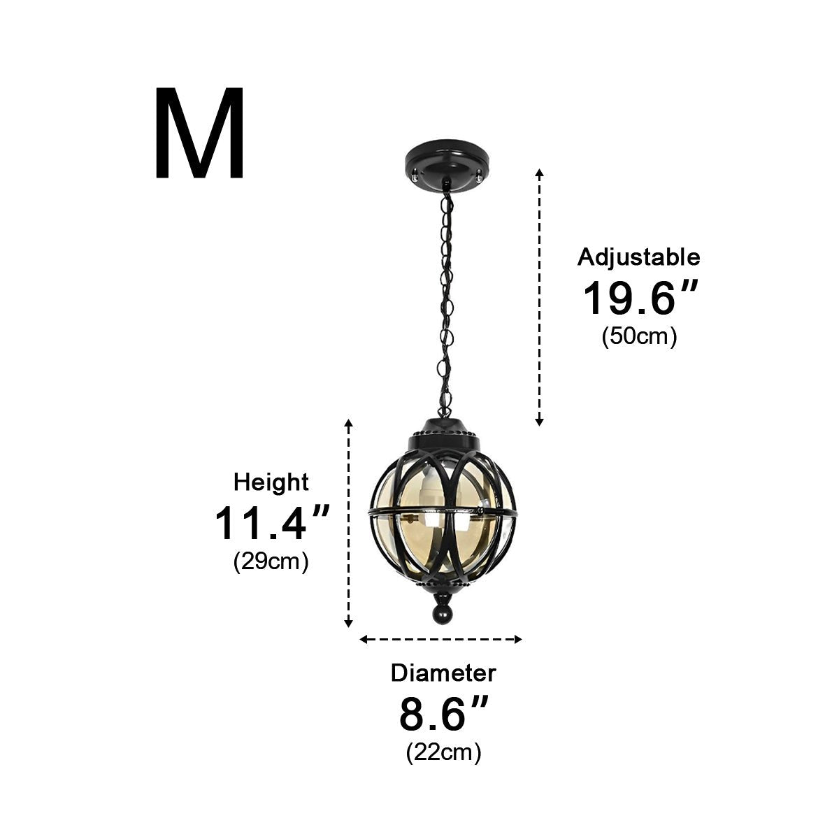 Bolvormige Hanglamp Buiten Waterbestendig Aluminium Glas Vintage Design Tuin Balkon Veranda Terras Outdoor | Sulvida