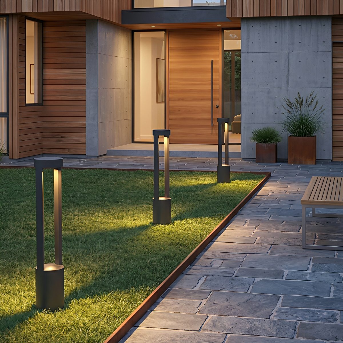 LED Tuinverlichting Cilinder Aluminium 7W Zwart Waterdicht IP65 Gazonlamp Terras Oprit Wegverlichting | Sulvida
