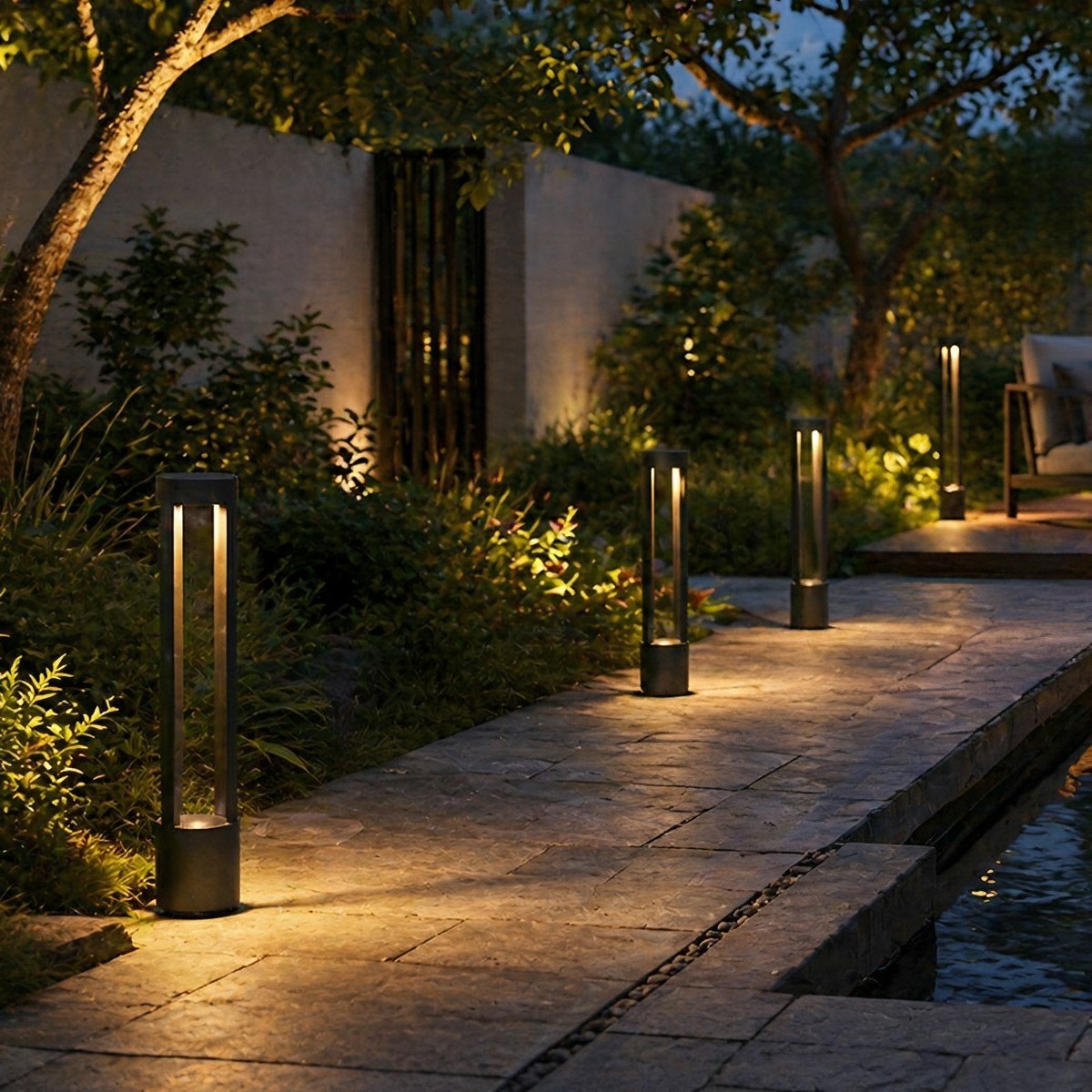 LED Tuinverlichting Cilinder Aluminium 7W Zwart Waterdicht IP65 Gazonlamp Terras Oprit Wegverlichting | Sulvida