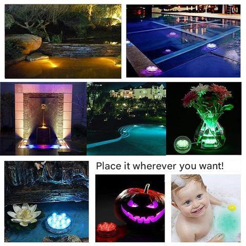 Onderwaterlamp LED Waterdicht IP68 16 Kleuren Afstandsbediening Batterij Zwembad Vijver Bad 50.000 Uur | Sulvida