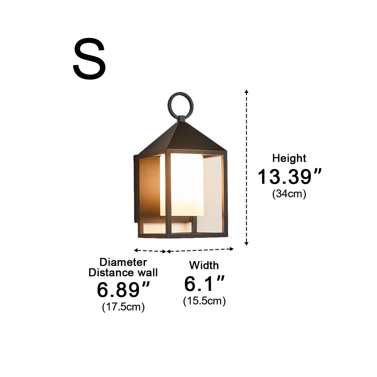 Buitenlamp Wandverlichting Zwart Rechthoekig Lantaarn IP65 Waterdicht LED E27 Buitenmuur Veranda Tuin | Sulvida