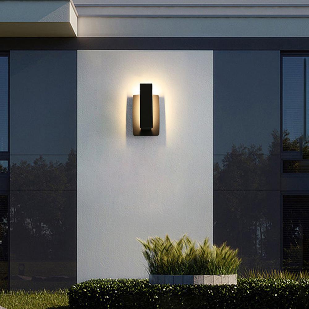 Aluminium Buitenwandlamp Zwart Rechthoekig LED Waterdicht IP54 Verlichting voor Voordeur Terras en Tuin | Sulvida