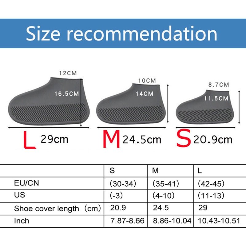 Surchaussures imperméables en silicone, réutilisables, protection contre la pluie, antidérapantes, pour activités extérieures et randonnée | Sulvida