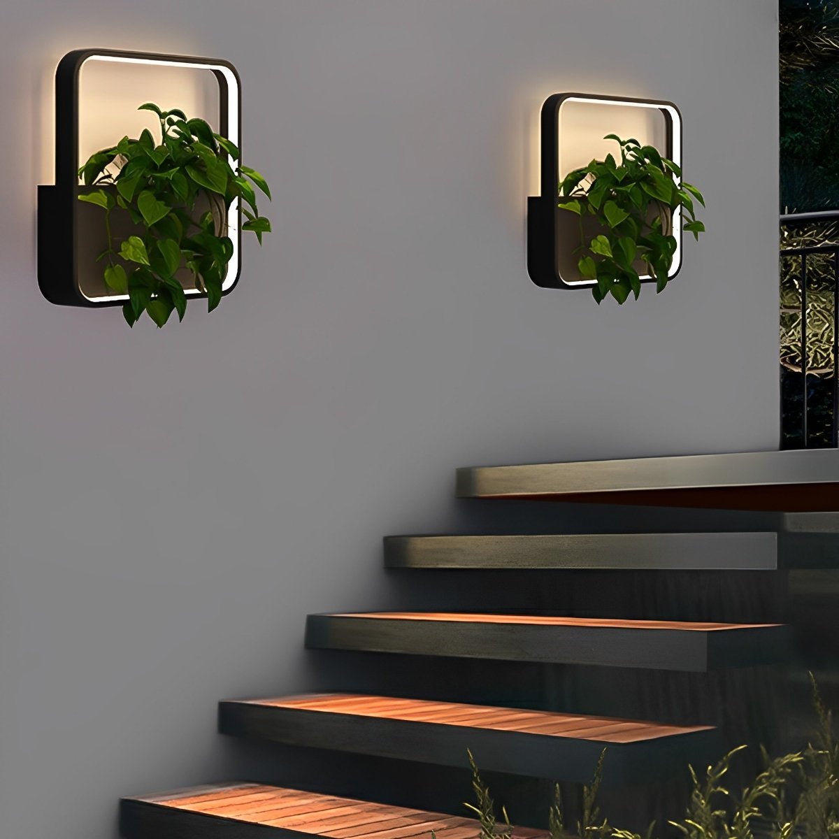 Wandlamp Buiten met Plantenbak Solar LED Zwart Waterdicht RVS Tuinverlichting Gevelverlichting Decoratief | Sulvida