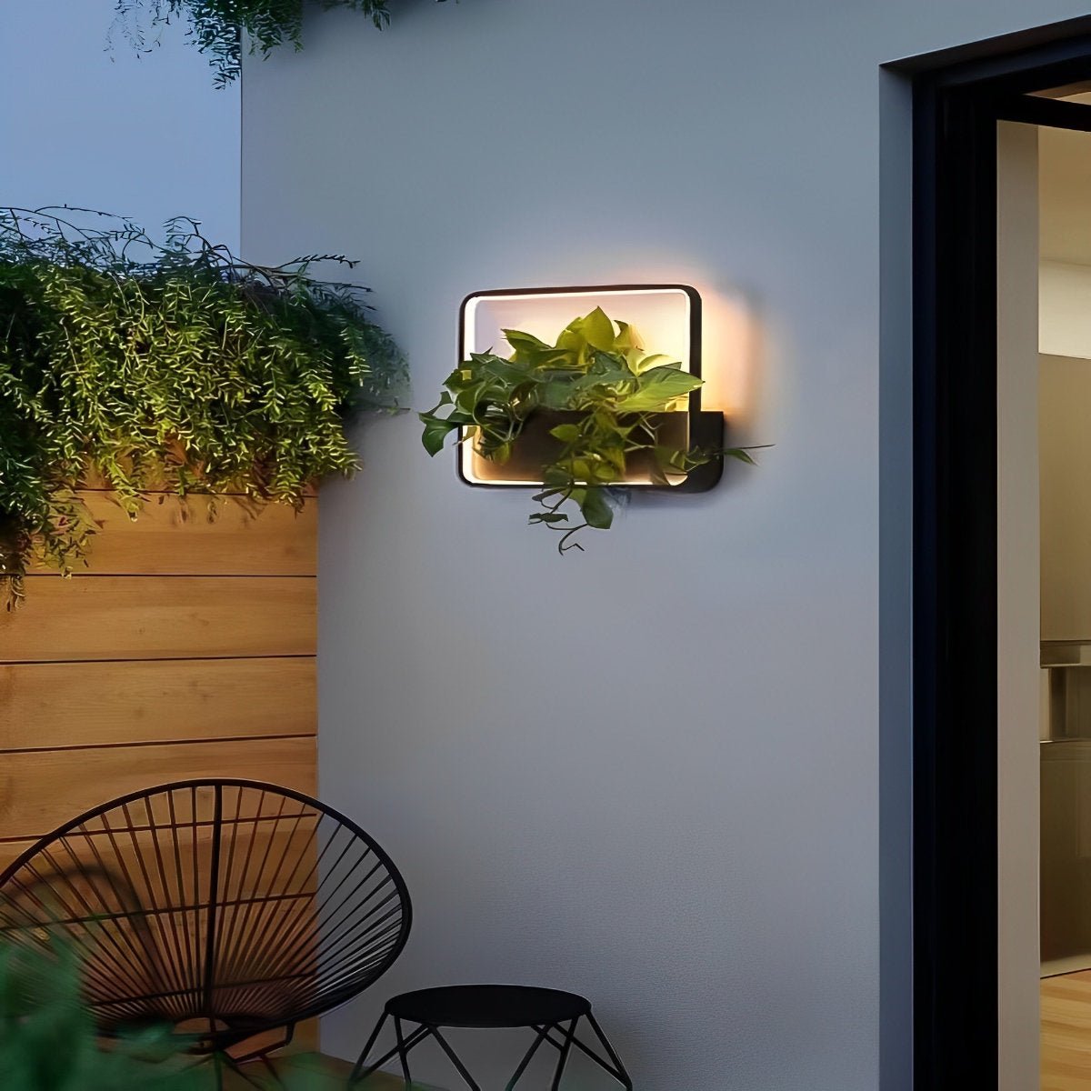 Wandlamp Buiten met Plantenbak Solar LED Zwart Waterdicht RVS Tuinverlichting Gevelverlichting Decoratief | Sulvida