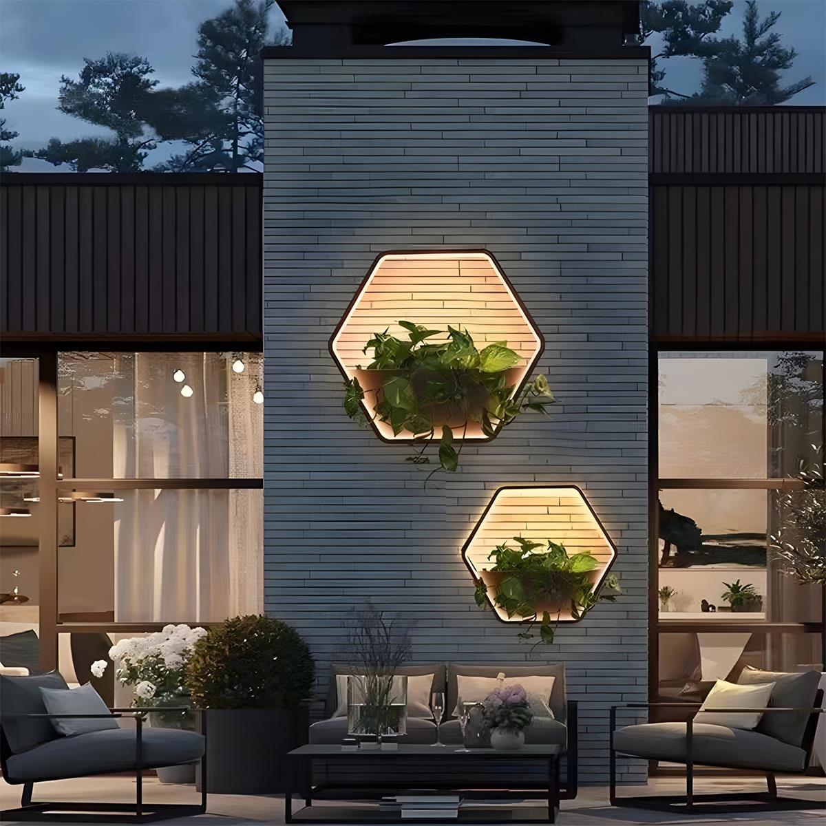 Wandlamp Buiten met Plantenbak Solar LED Zwart Waterdicht RVS Tuinverlichting Gevelverlichting Decoratief | Sulvida