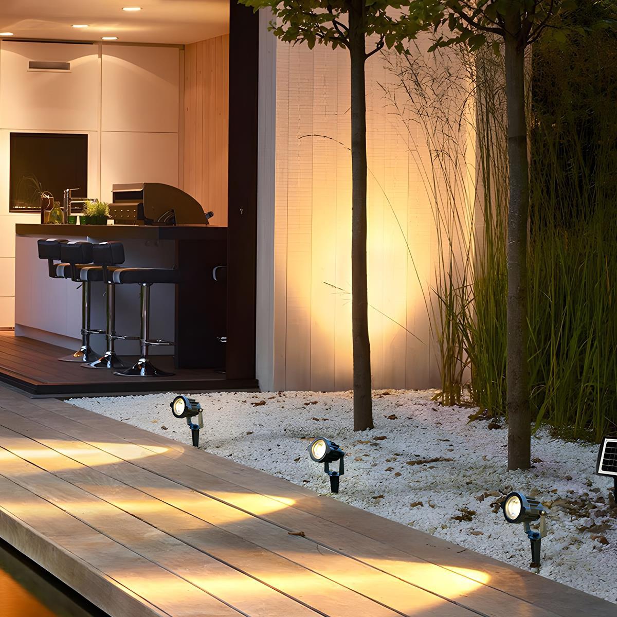 LED Tuinspot op Zonne-energie Zwart Warmwit Waterdicht IP65 voor Tuin Terras Gazon Buitenverlichting | Sulvida