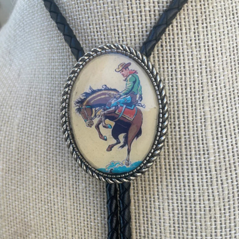 Bolo Tie Metaal Western Stijl met Verstelbaar Lederen Koord Heren Dames Boloband Strikdas Accessoire | Sulvida
