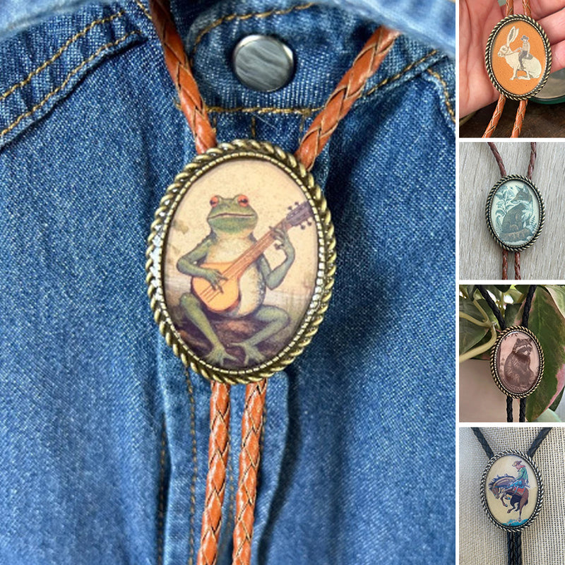 Bolo Tie Metaal Western Stijl met Verstelbaar Lederen Koord Heren Dames Boloband Strikdas Accessoire | Sulvida
