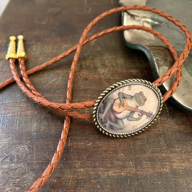 Bolo Tie Metaal Western Stijl met Verstelbaar Lederen Koord Heren Dames Boloband Strikdas Accessoire | Sulvida