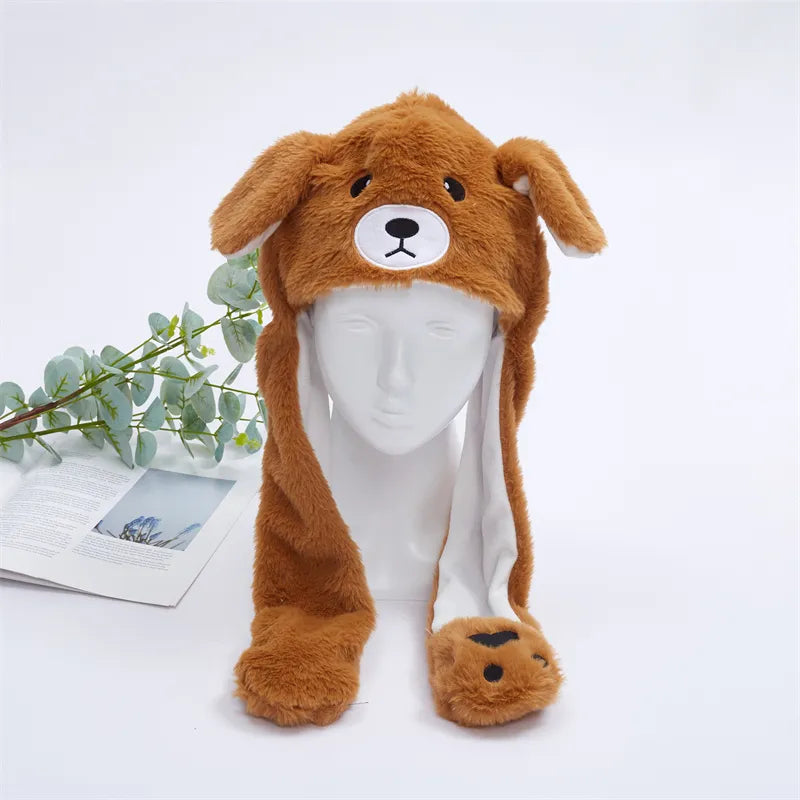 Interactieve Knuffelpet met Bewegende Oren – Pluche Muts Dieren Cosplay Accessoire voor Kinderen & Volwassenen | Sulvida