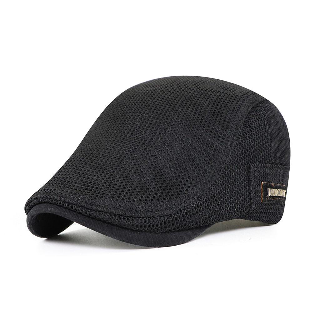 Herenpet met mesh ademende flat cap chauffeurshoed casual zomerhoed vintage stijl katoen comfortabel | Sulvida