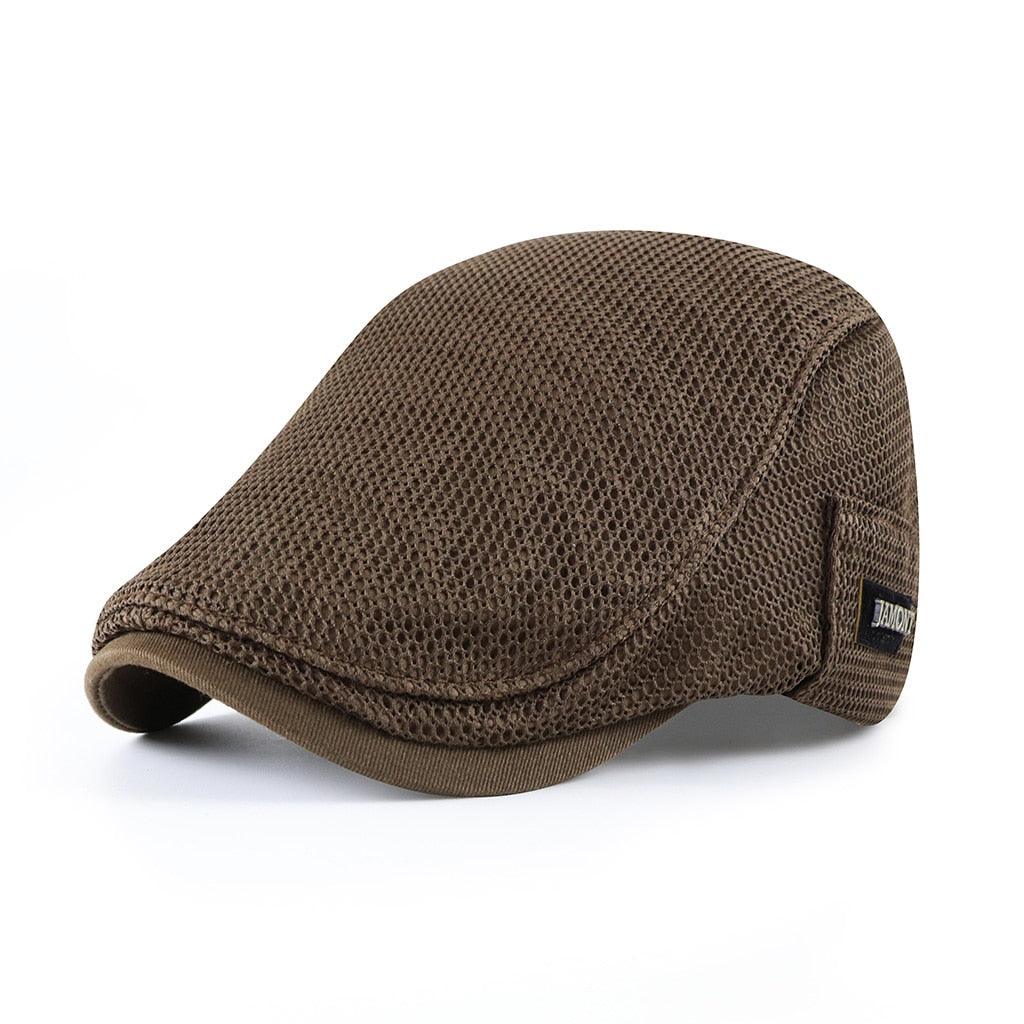 Herenpet met mesh ademende flat cap chauffeurshoed casual zomerhoed vintage stijl katoen comfortabel | Sulvida