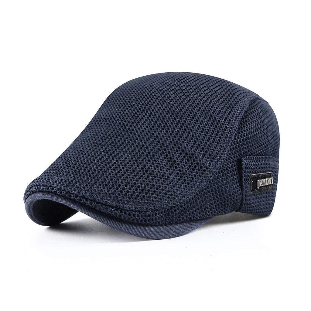Herenpet met mesh ademende flat cap chauffeurshoed casual zomerhoed vintage stijl katoen comfortabel | Sulvida