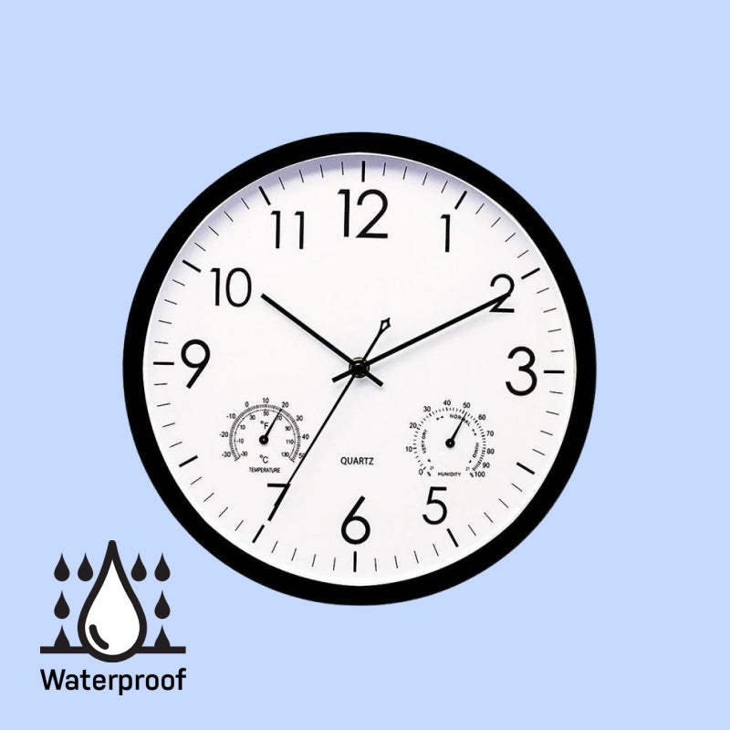 Weersbestendige tuinklok met thermometer buitenklok outdoor weerstation temperatuurmeter voor tuin terras | Sulvida