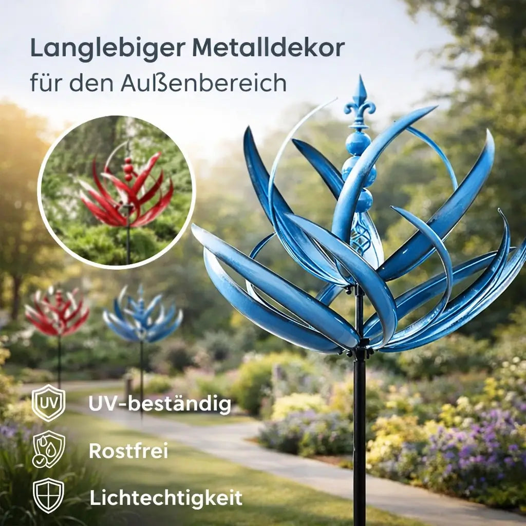 Girouette fleur de lotus en métal, ornement de jardin et de toit, station météo rotative, décoration extérieure, décoration de jardin indiquant la direction du vent | Sulvida