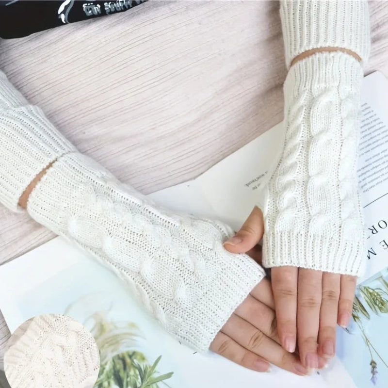 Gebreide Vingerloze Handschoenen Dames Winter Fleece Gevoerd Warm Zacht Touchscreen Wanten Handwarmers | Sulvida