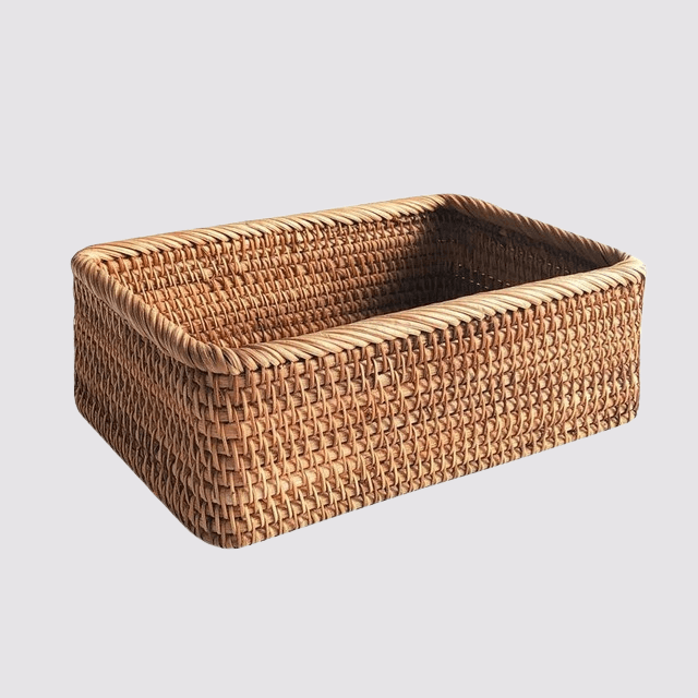 Handgeweven Rotan Opbergmand Natuurlijk 3 Formaten Duurzaam Lichtgewicht Stapelbaar Organizer Badkamer Keuken | Sulvida