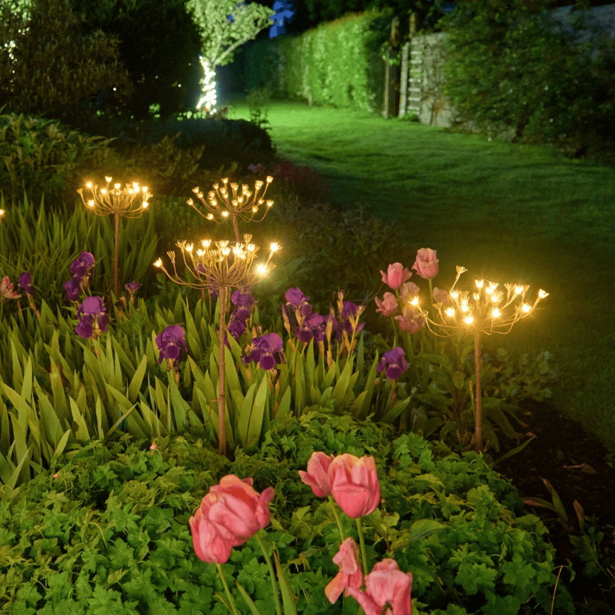 Zonneverlichte tuinpalen met venkeldesign 6-pack warmwit LED decoratieve botanische buitenverlichting 100cm | Sulvida