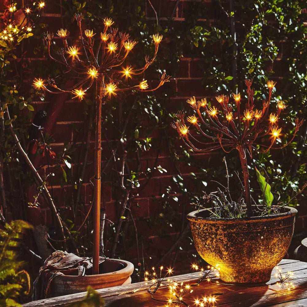 Zonneverlichte tuinpalen met venkeldesign 6-pack warmwit LED decoratieve botanische buitenverlichting 100cm | Sulvida