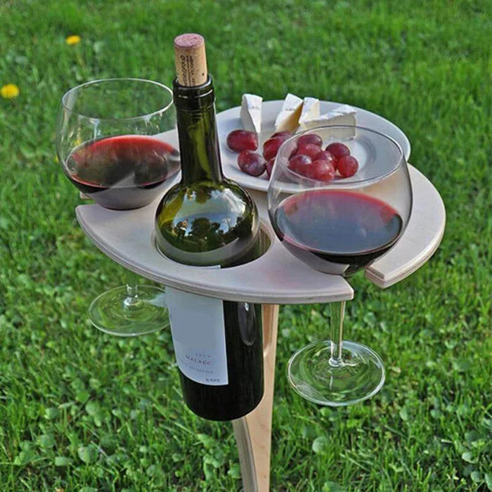 Opvouwbare Wijnpicknick Tafeltje Mahoniehout Draagbaar 20x20x40cm Buiten Kamperen Strand Tuin Outdoor | Sulvida