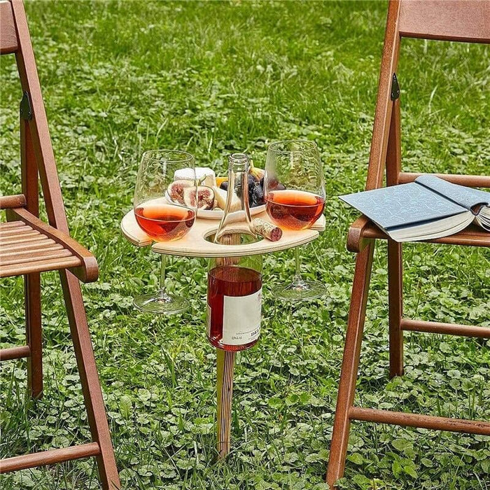 Opvouwbare Wijnpicknick Tafeltje Mahoniehout Draagbaar 20x20x40cm Buiten Kamperen Strand Tuin Outdoor | Sulvida