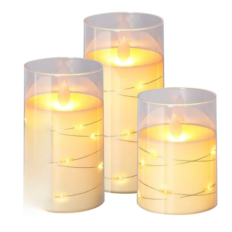 LED Kaarslichten met Afstandsbediening – Set van 3 Kaarsen met Warmwit Licht en Sfeerlichtjes – Flamloze Kaarsen voor Interieur en Feestversiering | Sulvida