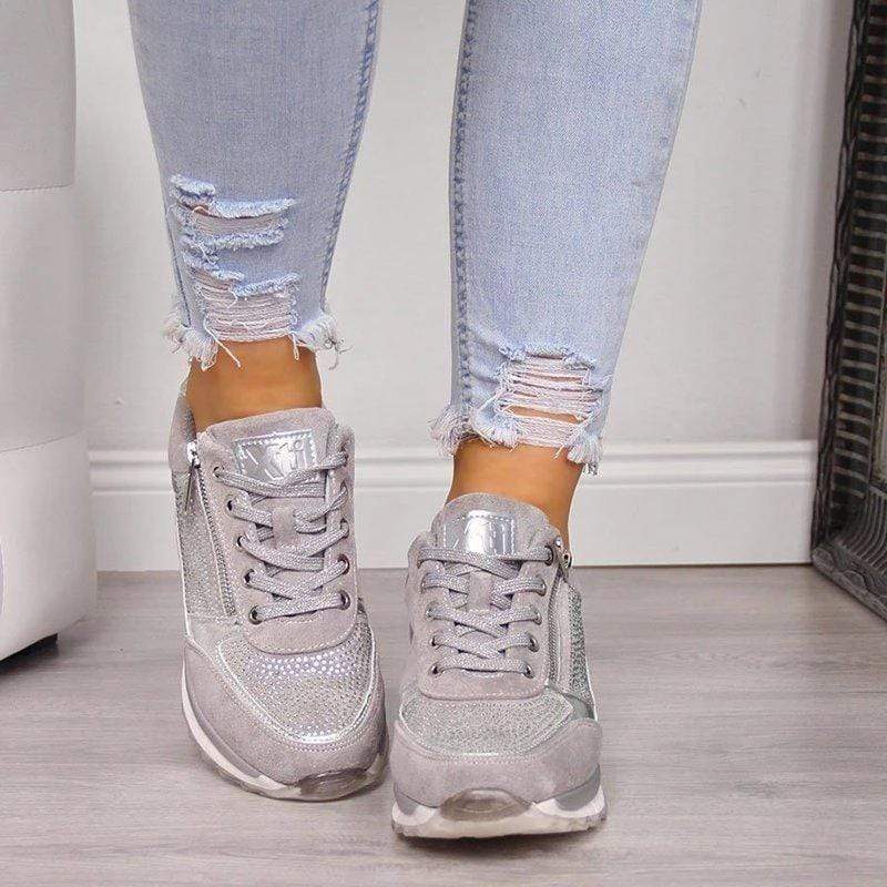 Orthopedische damessneakers met voetboogondersteuning en ruime pasvorm voor hallux valgus comfortabel grijs 40 | Sulvida