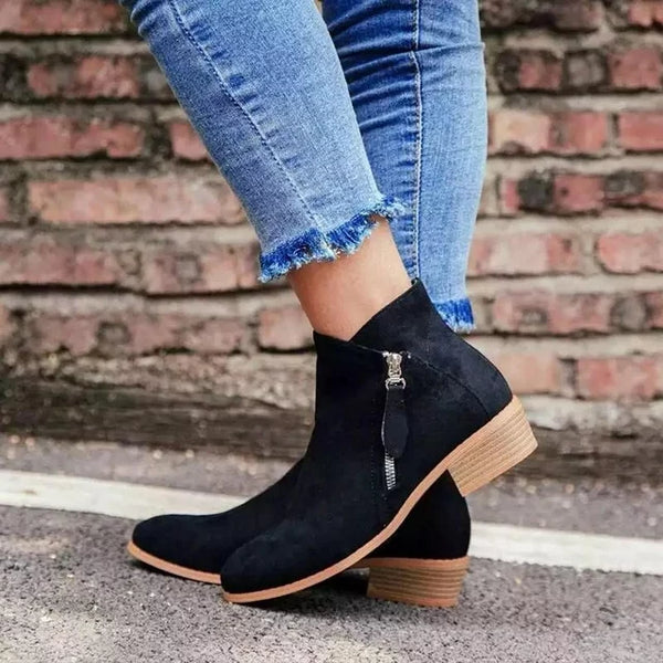 Orthopedische Leren Enkellaarzen met Ritssluiting voor Dames Beige Zwart Blauw Kaki Premium Comfort Steun | Sulvida