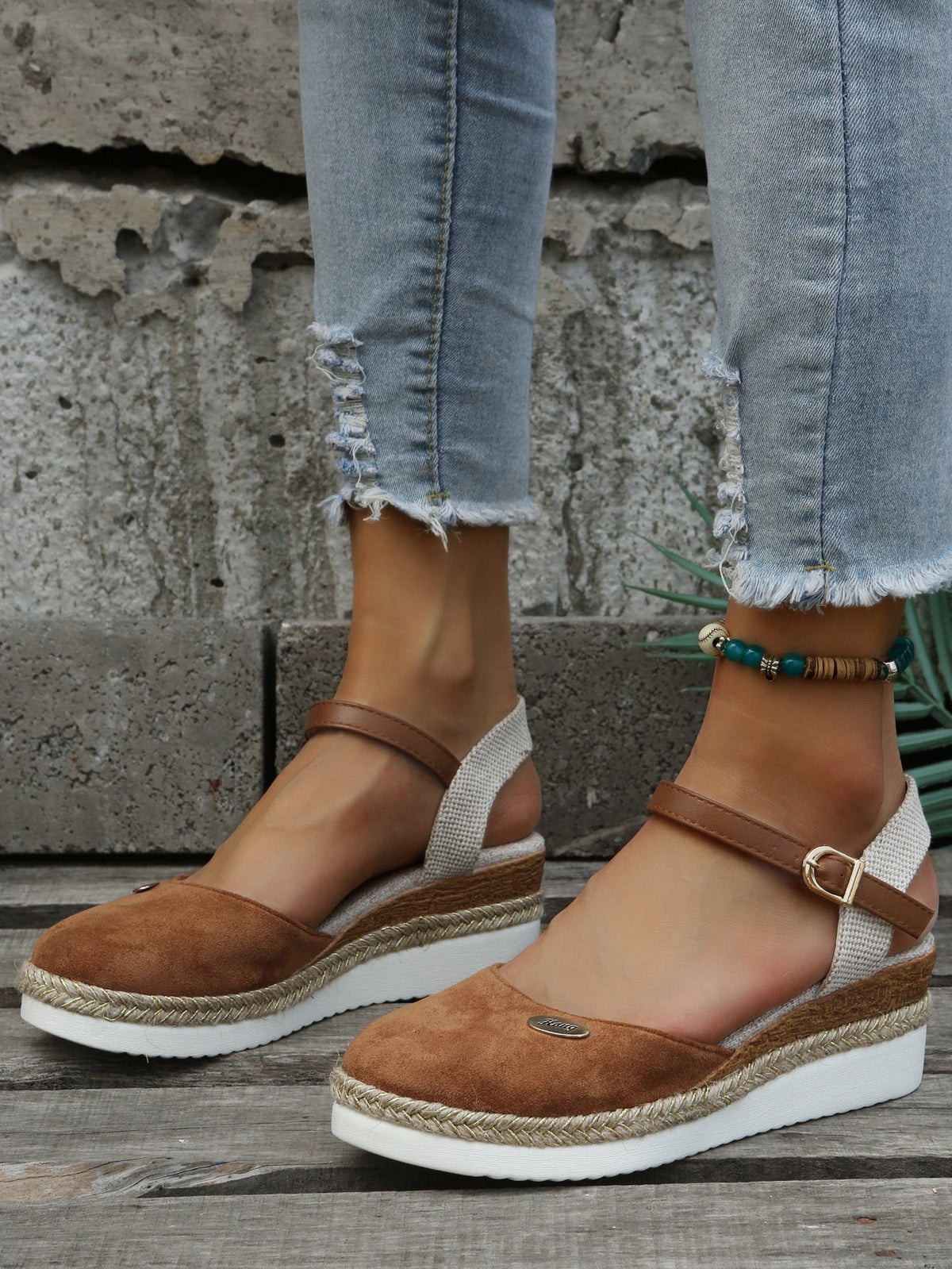 Orthopedische Dames Espadrilles met Gevlochten Zool Comfortschoenen Sleehak Sleehaksandalen Zomer Casual | Sulvida