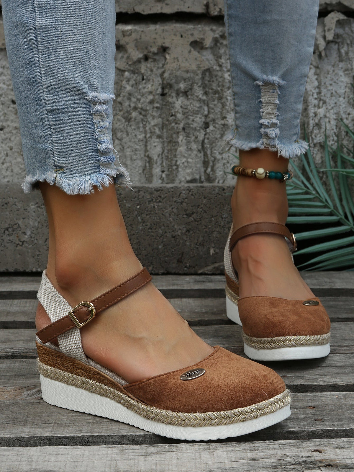 Orthopedische Dames Espadrilles met Gevlochten Zool Comfortschoenen Sleehak Sleehaksandalen Zomer Casual | Sulvida