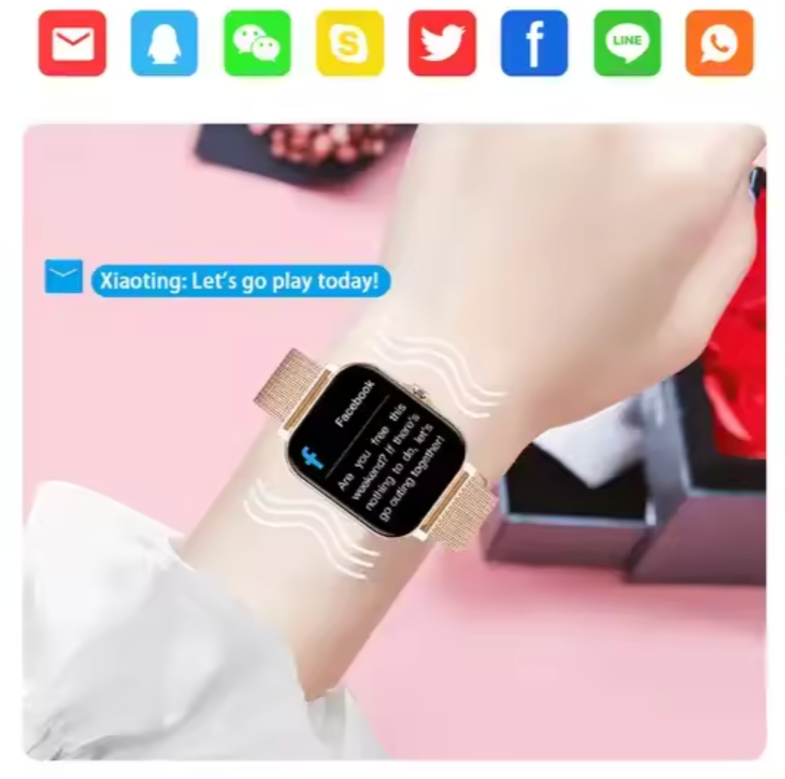 Elegante Fitness Smartwatch voor Dames met Gezondheidsfuncties Stappenteller Slaapmonitor Hartslagmeter | Sulvida