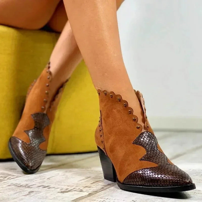 Westernlaarzen Dames met Veters – Leren Cowboylaarzen Spitse Neus Zwart Beige Bruin Maat 35-43 Stijlvol | Sulvida