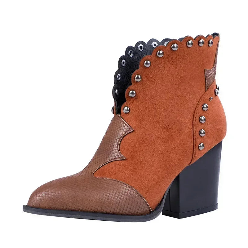 Westernlaarzen Dames met Veters – Leren Cowboylaarzen Spitse Neus Zwart Beige Bruin Maat 35-43 Stijlvol | Sulvida
