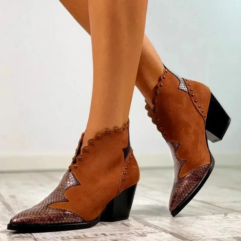 Westernlaarzen Dames met Veters – Leren Cowboylaarzen Spitse Neus Zwart Beige Bruin Maat 35-43 Stijlvol | Sulvida