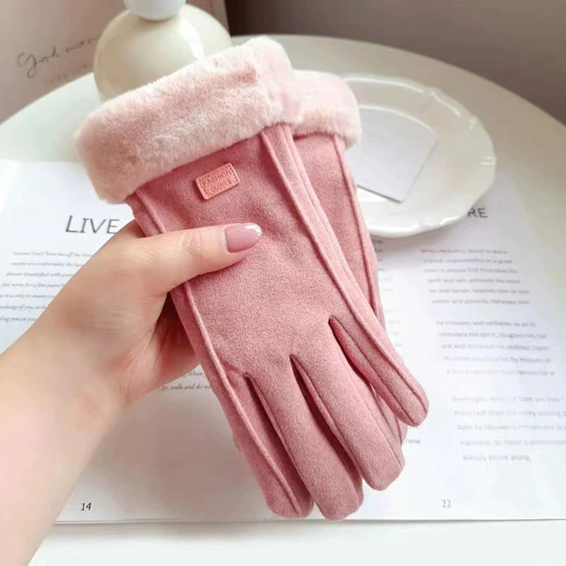 Verwarmde Dameshandschoenen Oplaadbaar met Touchscreen Fleece Bontrand Winter Skihandschoenen Waterdicht | Sulvida