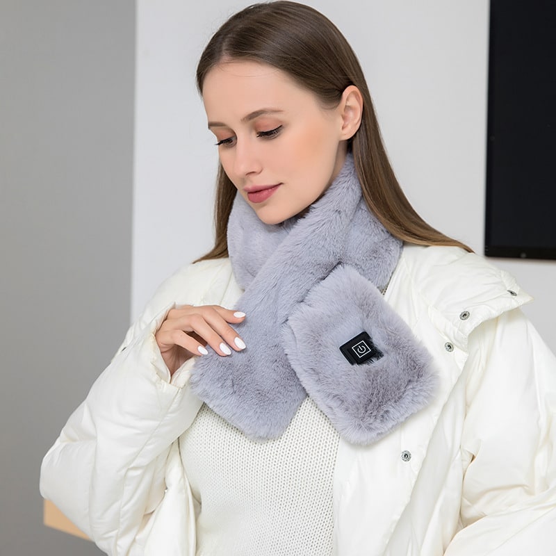Verwarmbare Sjaal met Imitatiebont USB Elektrisch Nekwarmer 3 Temperatuurstanden Koudweer Dames Heren | Sulvida