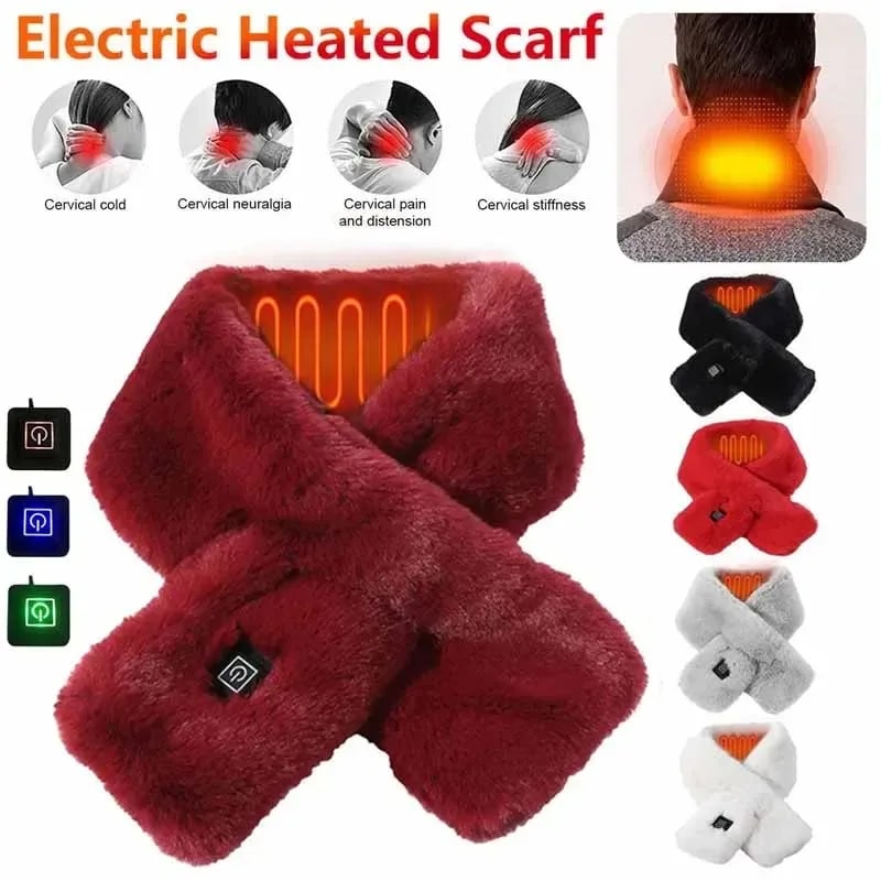 Verwarmbare Sjaal met Imitatiebont USB Elektrisch Nekwarmer 3 Temperatuurstanden Koudweer Dames Heren | Sulvida