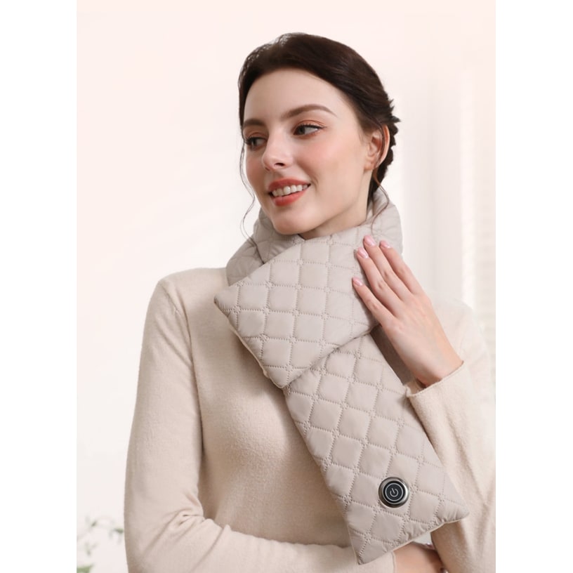 Verwarmde Halssjaal Dames met 3 Temperatuurstanden Zwart & Beige Elektrische Nekwarmer Winteraccessoire | Sulvida
