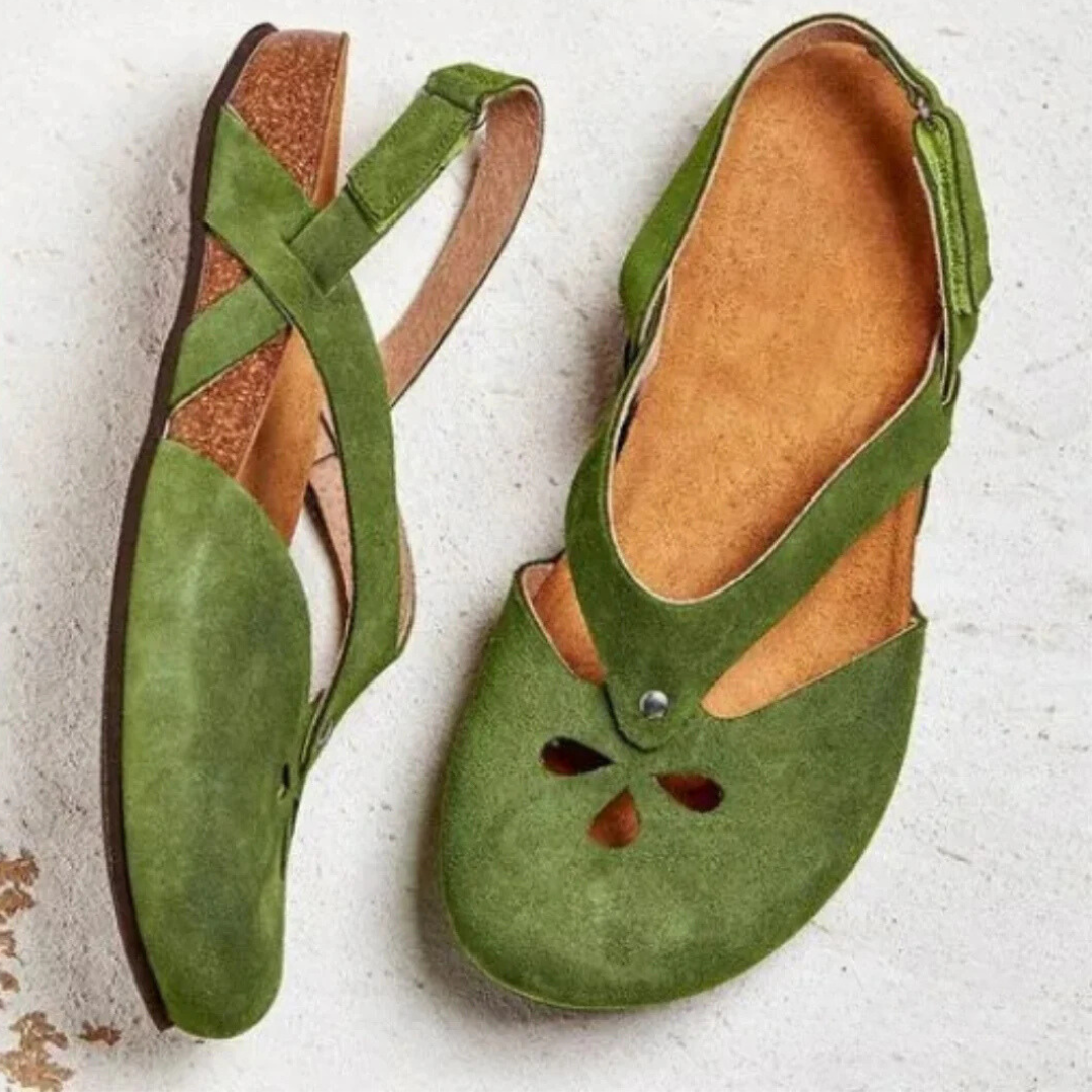 Orthopedische Dames Sandalen met Kruisbandjes Gesloten Tenen Zomer Wandelschoenen Beige Groen Oranje | Sulvida