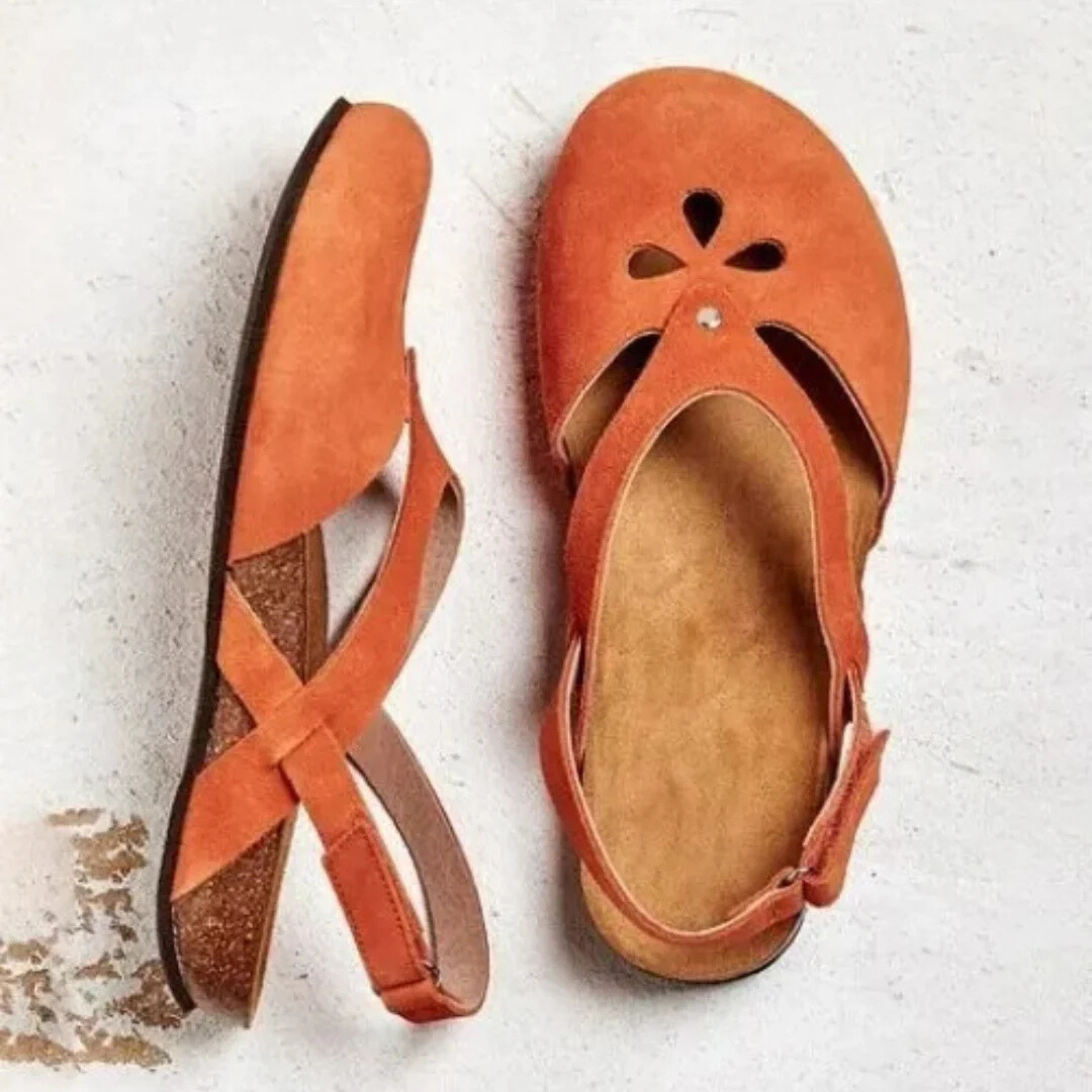 Orthopedische Dames Sandalen met Kruisbandjes Gesloten Tenen Zomer Wandelschoenen Beige Groen Oranje | Sulvida
