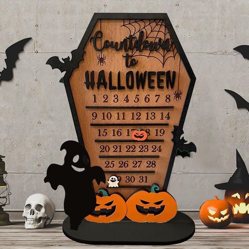 Houten Halloween Aftelmagneetbord Decoratie Tafelornament Spooky Griezelig Sfeer Thuis Seizoensfeest | Sulvida