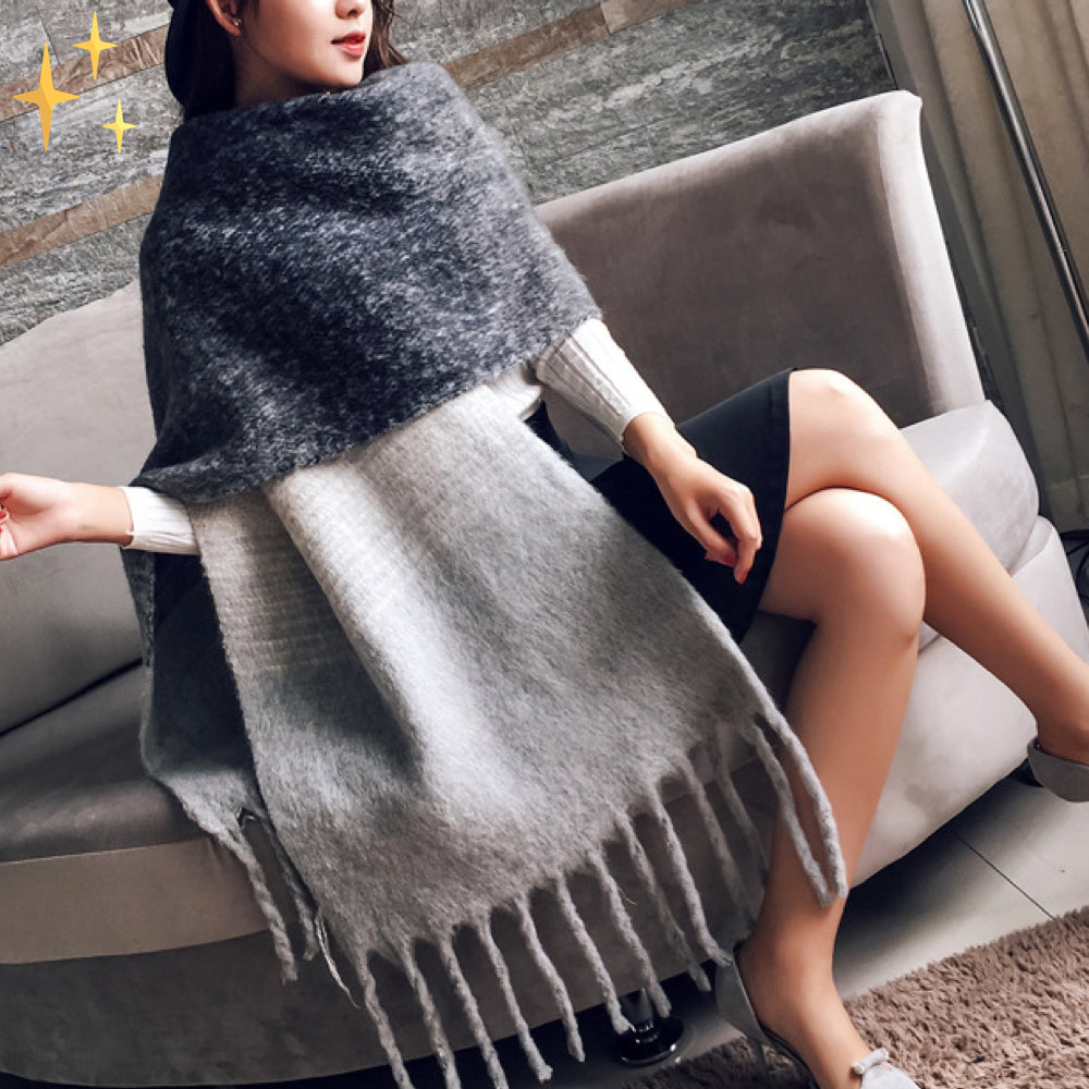 Écharpe à carreaux avec franges beige/bleu marine gris/noir rose pâle/blanc, étole douce en cachemire, accessoire d’hiver de luxe | Sulvida