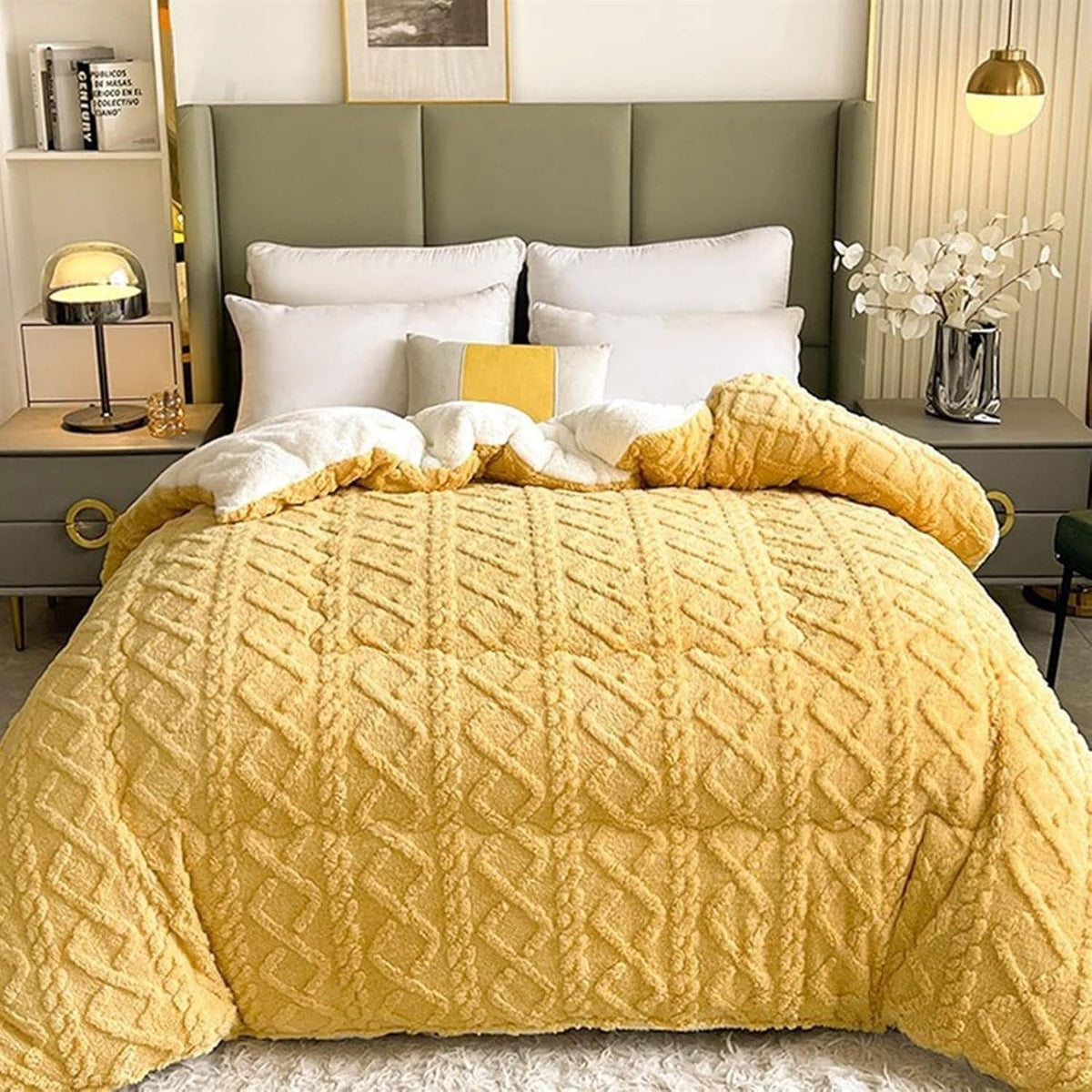 Dubbelzijdige Plaid met Sherpafleece - Gequilt Geometrisch Design - Extra Warme Deken voor Bank en Bed | Sulvida