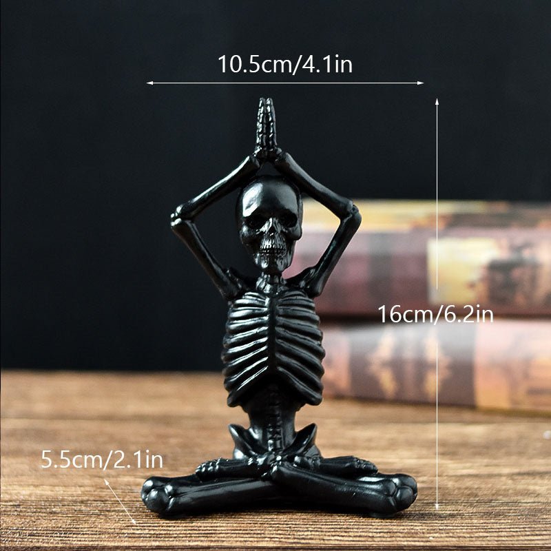 Decoratief Yogaskelet Beeldje Hars Meditatie Sculptuur Zwart Wit Woonaccessoire Schedeldecoratie Interieur | Sulvida