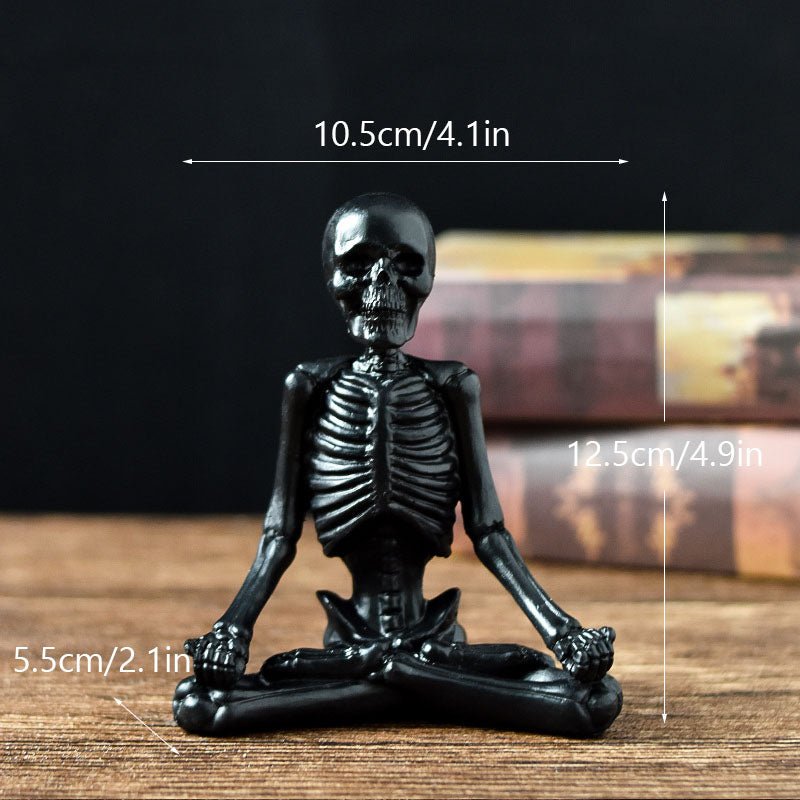 Decoratief Yogaskelet Beeldje Hars Meditatie Sculptuur Zwart Wit Woonaccessoire Schedeldecoratie Interieur | Sulvida