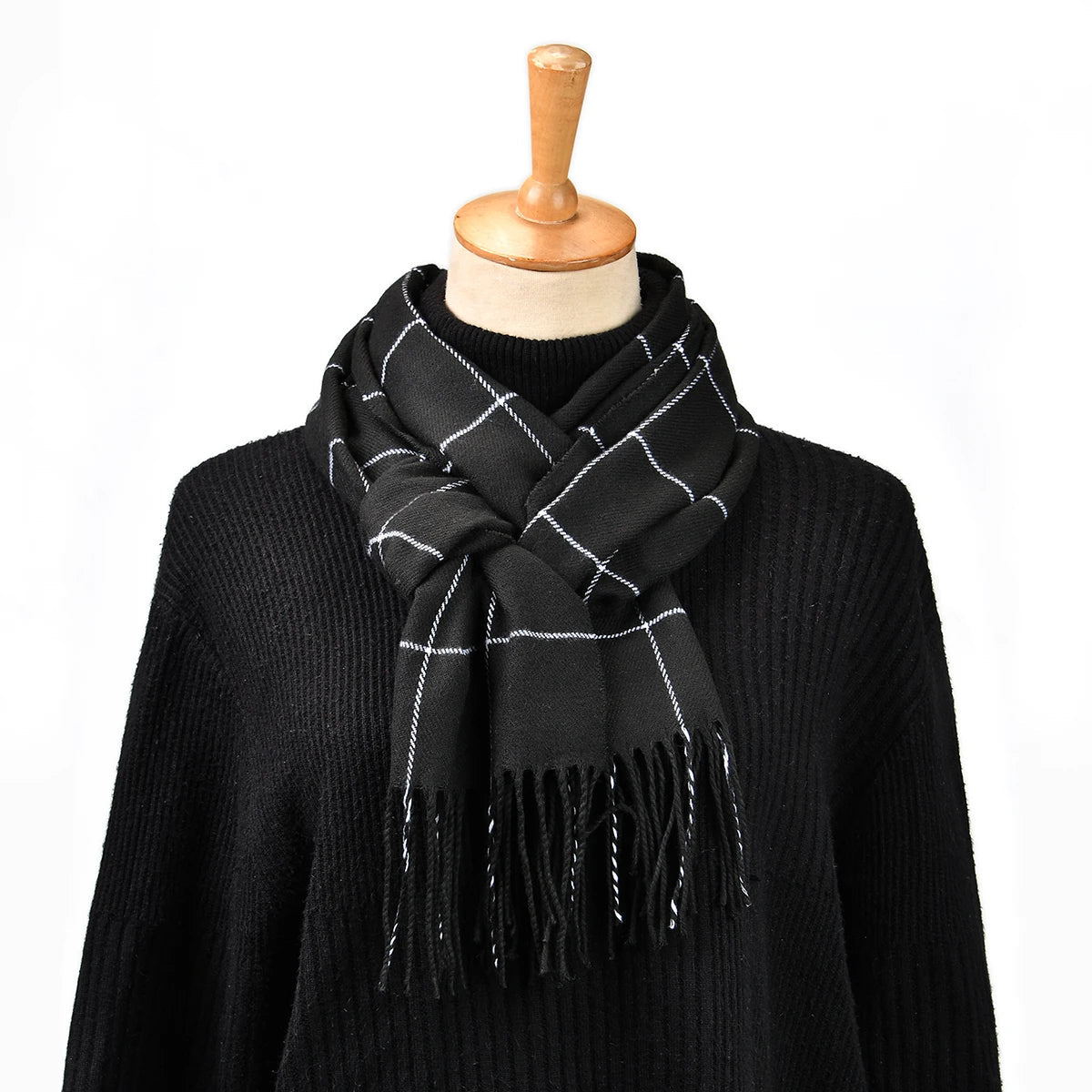 Luxe Geruite Sjaal Cashmere Winter Heren Dames – Katoenen Wintersjaal met Franjes Warm Klassiek Design | Sulvida