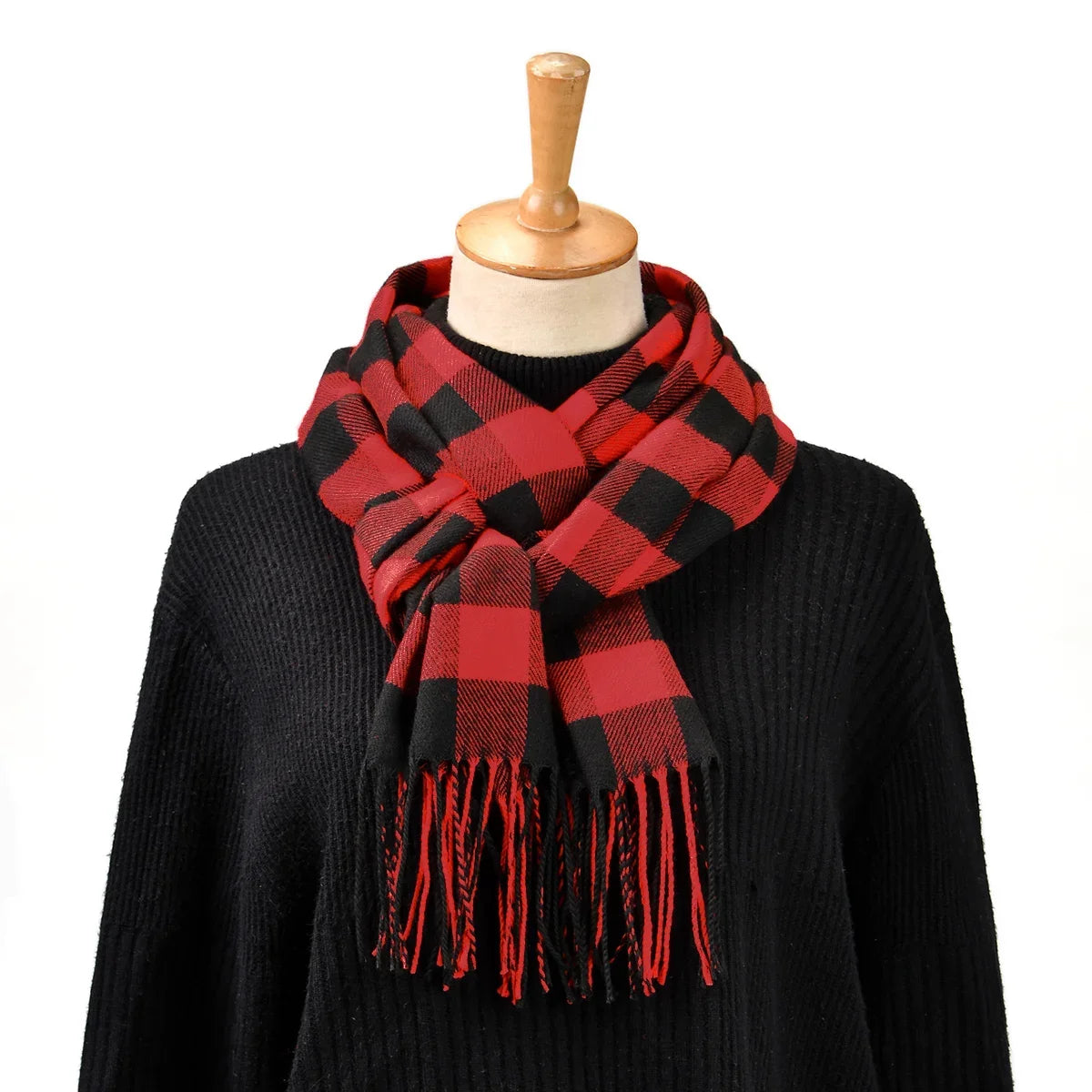 Luxe Geruite Sjaal Cashmere Winter Heren Dames – Katoenen Wintersjaal met Franjes Warm Klassiek Design | Sulvida